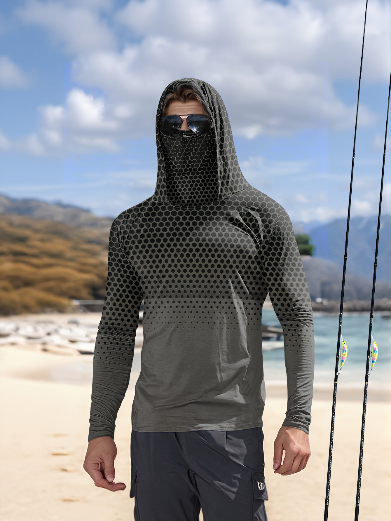 Men Summer UPF50+ Fishing Hood - Fishing Hoodie 评论和价格